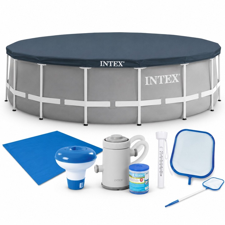 Метална рамка за басейн Intex Prism Frame 26702NP, 305x76 см, 4.500 литра, с всички аксесоари