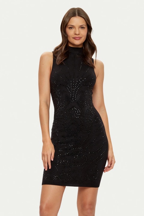 Rochie dama mini bodycon din tricot Guess W5RK25, Черен