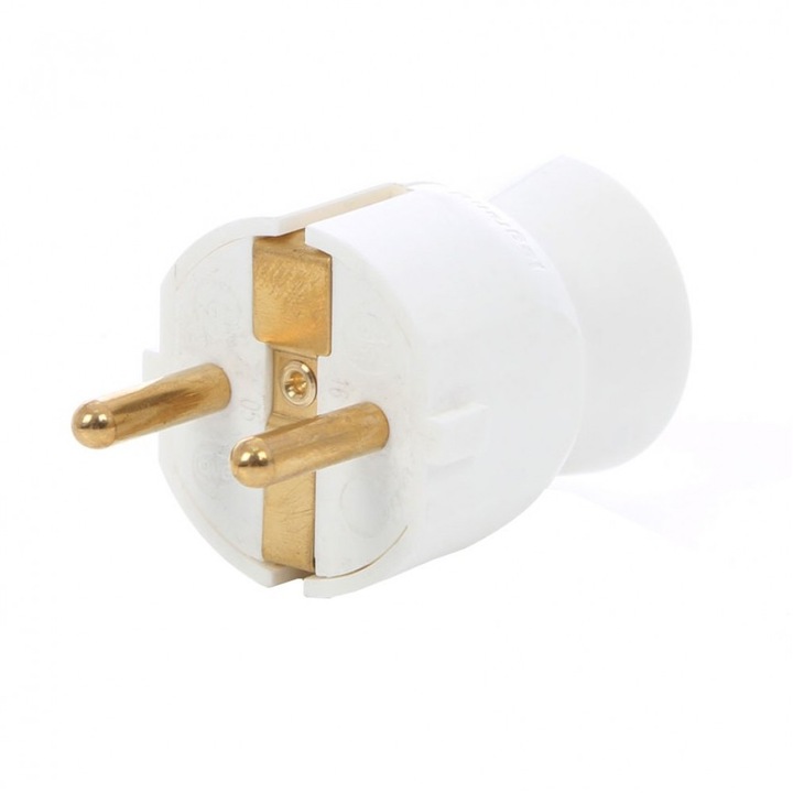 Stecher schuko cu iesire dreapta Alb Legrand