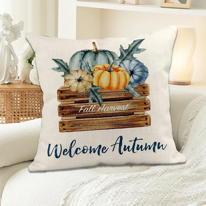 Set perna decorativa YANYXR Halloween dovleac frunze artar alb 45x45x8cm