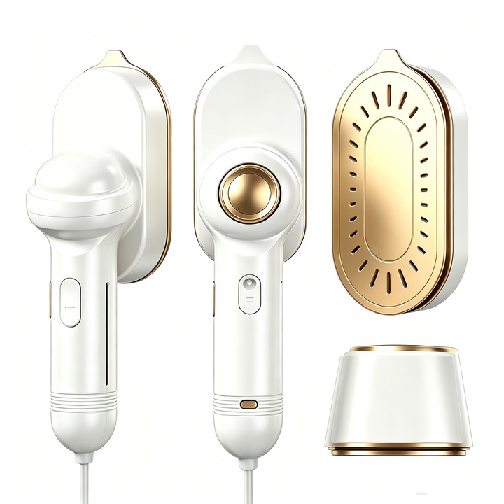 Fiare, statii & aparate de calcat cu abur, Cyyeit®, Abur2in1, Uscat-Umed, Maner Rotativ 90°, Incalzire 20S, Talpa Mare, Rezervor Apa Mare, Compact Calatorie, Ambalaj Cadou Electrocasnic，Acasa Aur alb