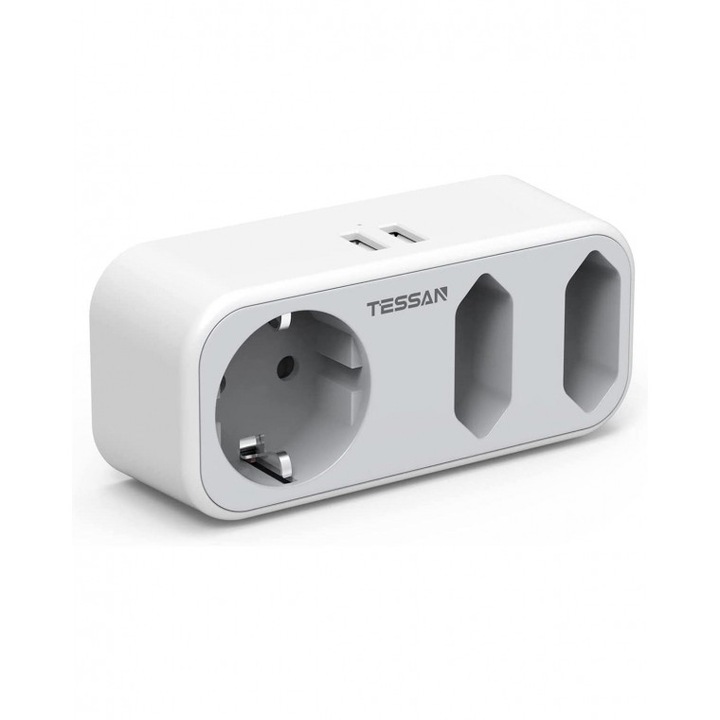 Triplu Stecher Cu Usb TS-324, 16A, 2xUSB 2.4A, USB, Materiale calitative, Alegerea Perfecta