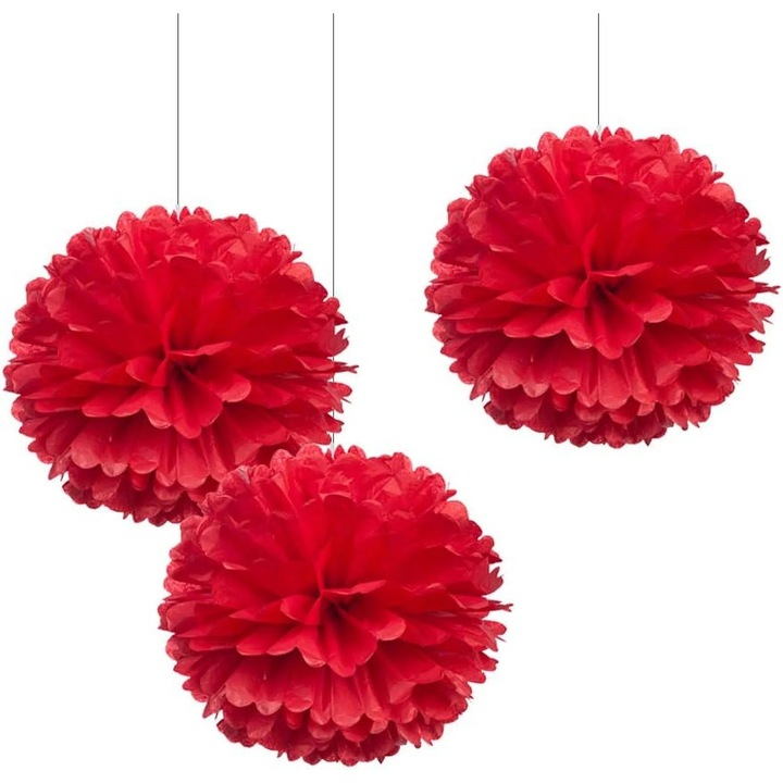 Set 12 bile flori hartie burgundy 30x30cm decor petrecere nunta aniversare