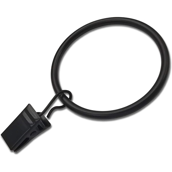 Set 20 inele metalice negre cu clips pentru perdele YANYXR