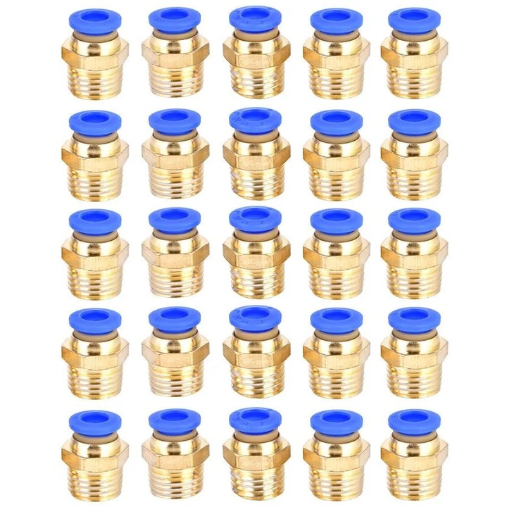 Set 25 conectori rapizi pneumatici YANYXR, cupru-plastic, G1/4, 12x12.5mm