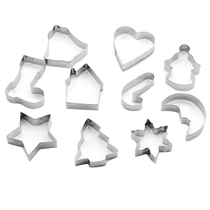 Set 10 forme prajituri YANYXR Craciun inox 10 piese