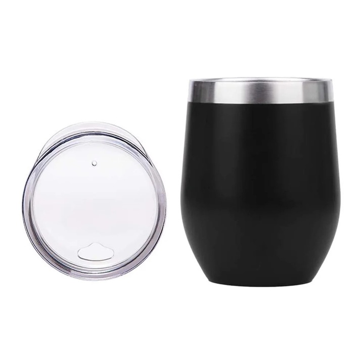 Cana termos YANYXR 12oz izolatie dubla inox albastru deschis-negru 11.5x9cm