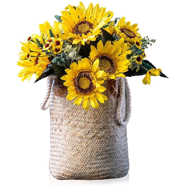 Floare artificiala YANYXR, floarea-soarelui, multistrat, galben, 30x20cm