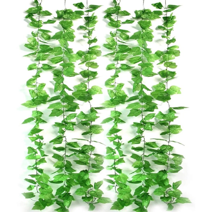 Ghirlanda frunze iedera artificiala YANYXR 2.3m verde set 6 buc