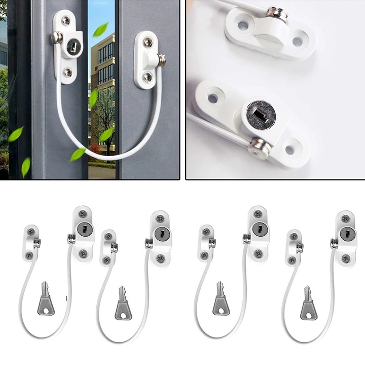 Set 4 blocari siguranta copii YANYXR, otel inoxidabil, alb, universal