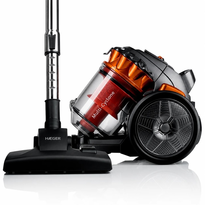 Aspirator fara sac HAEGER MAX CYCLON, Putere 700W, Capacitate 3L, Filtrare multiciclonica in 5 etape, Silentios, Tub telescopic, lungime cablu 5m, Negru