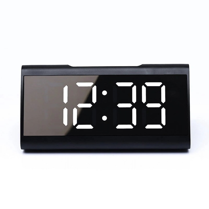Ceas desteptator digital YANYXR, ecran LED mare, reglare luminozitate, negru, 7.5"