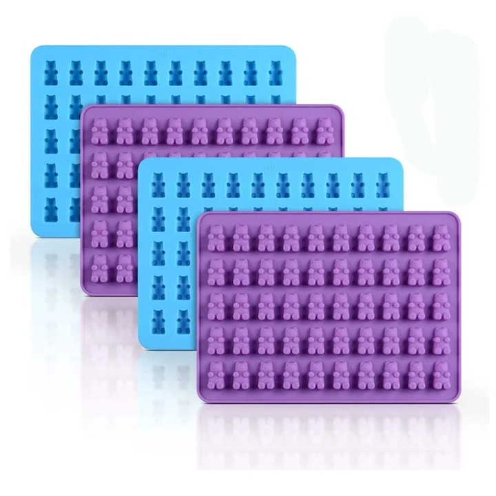 Set 4 forme silicon mini ursuleti, termorezistente, multicolor, 10x10x2cm
