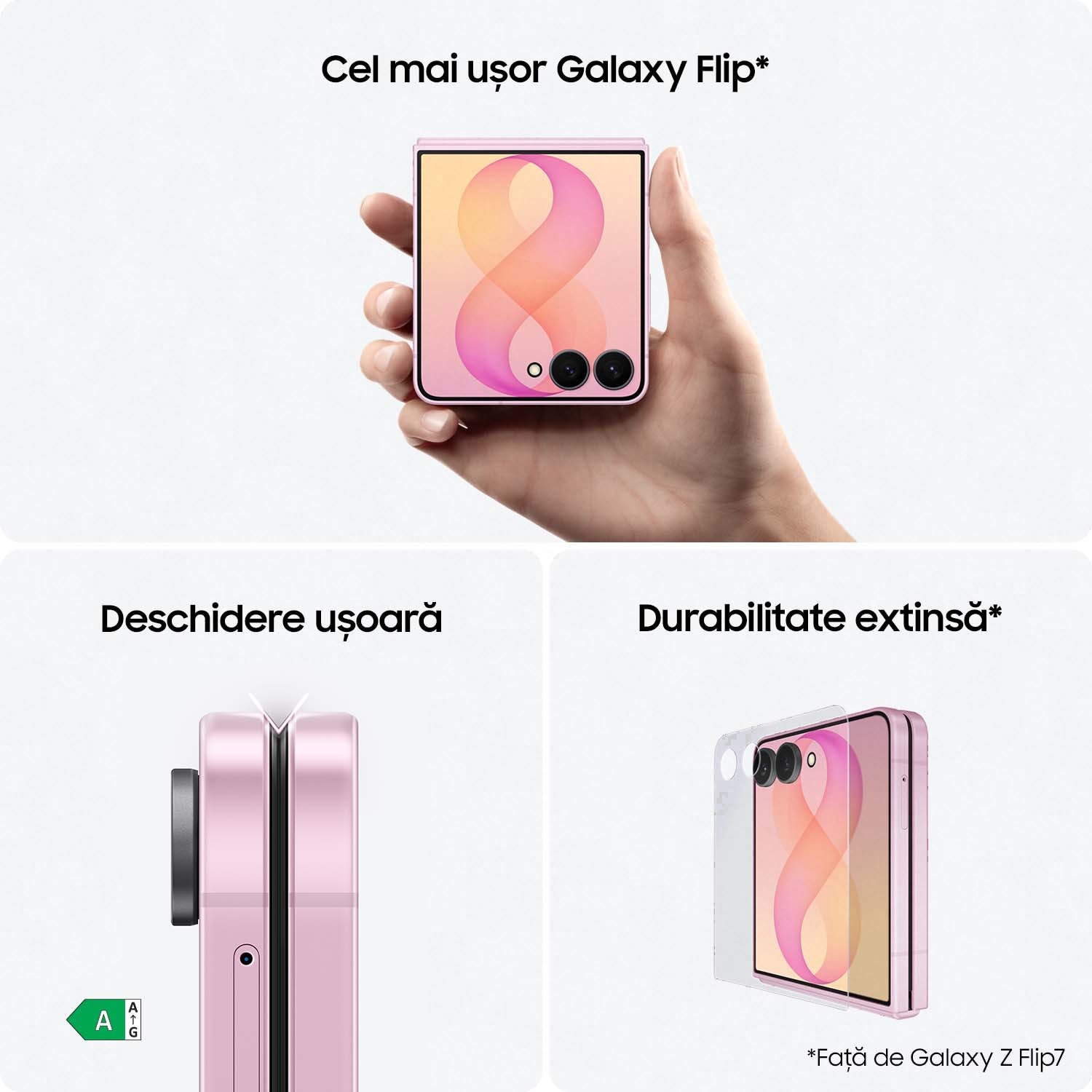 Telefon mobil Samsung Galaxy Z Flip8, 12GB RAM, 512GB, 5G, Pink