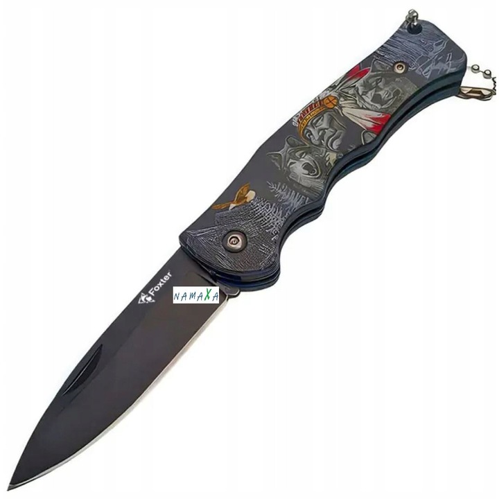 Cutit pliabil de salvare, Hurtnet, pliabil, 16 cm, 7 cm, supravietuire, turist, vanatoare, negru, metal si plastic, otel inoxidabil, maner