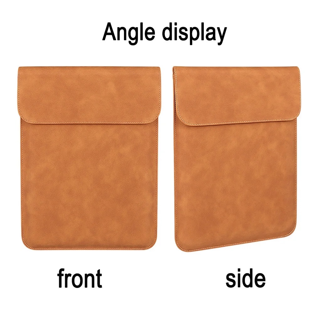 Husa pentru laptop YANYXR BCS3230716, piele PU verticala, rezistenta la apa si la uzura, inchidere magnetica dubla, maro caramel, 14.1-15.4 inch