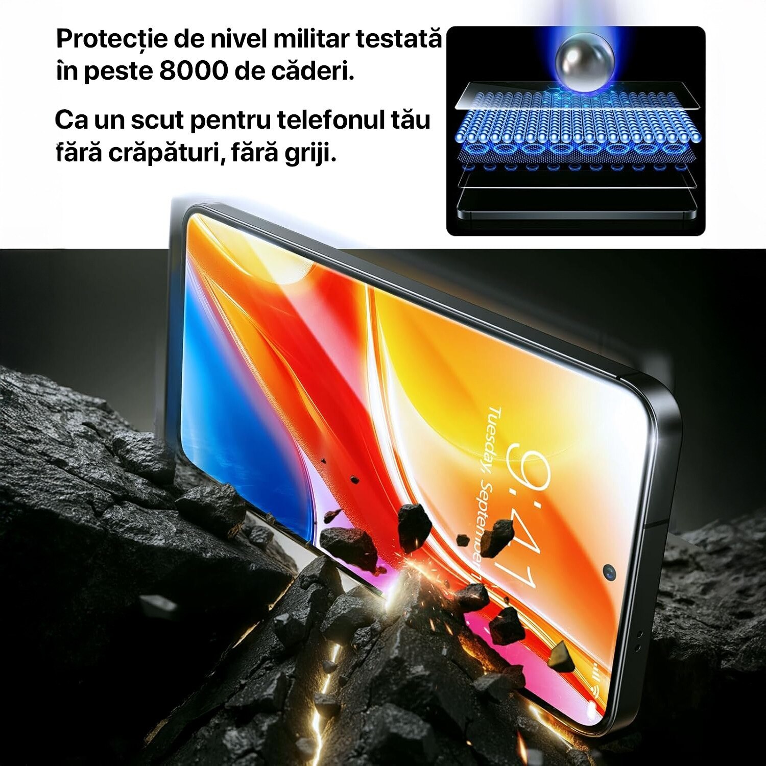 Folie Sticla pentru Samsung Galaxy A27 DaDen MaxProtection, Full Cover, Protectie Profesionala, Ultra Rezistenta, Calitate Premium, Transparenta