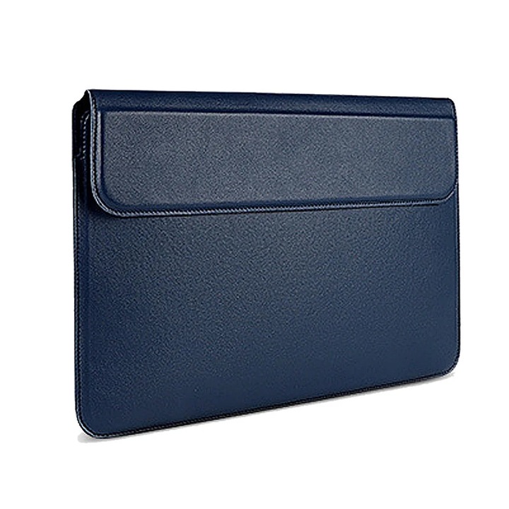 Husa laptop YANYXR 14.1-15.4 inch albastru piele cu suport magnetic