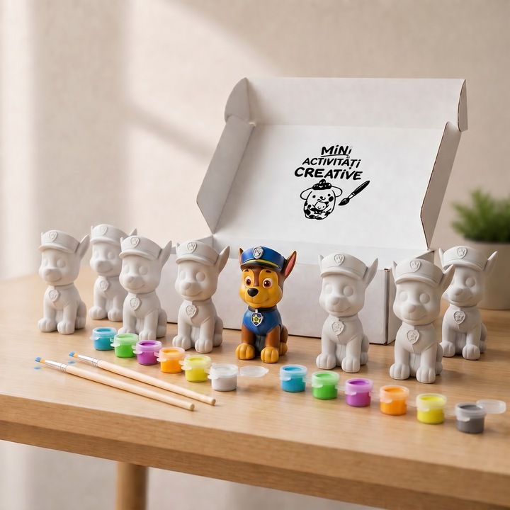 Комплект за рисуване ipsos 3D за детски партита Paw Patrol - Party Pack 10 фигурки, дейност за рожден ден/детска градина, включва 10 комплекта акрилни бои и четки