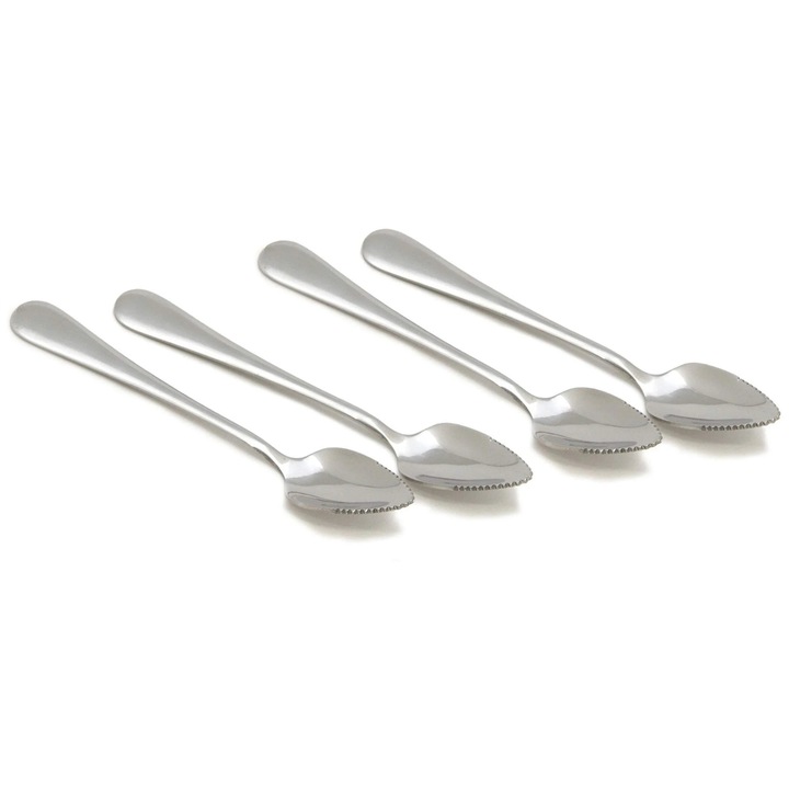 Set 2 sau 4 linguri din otel inoxidabil, margine zimtata, argintiu, 0.058g/0.116g