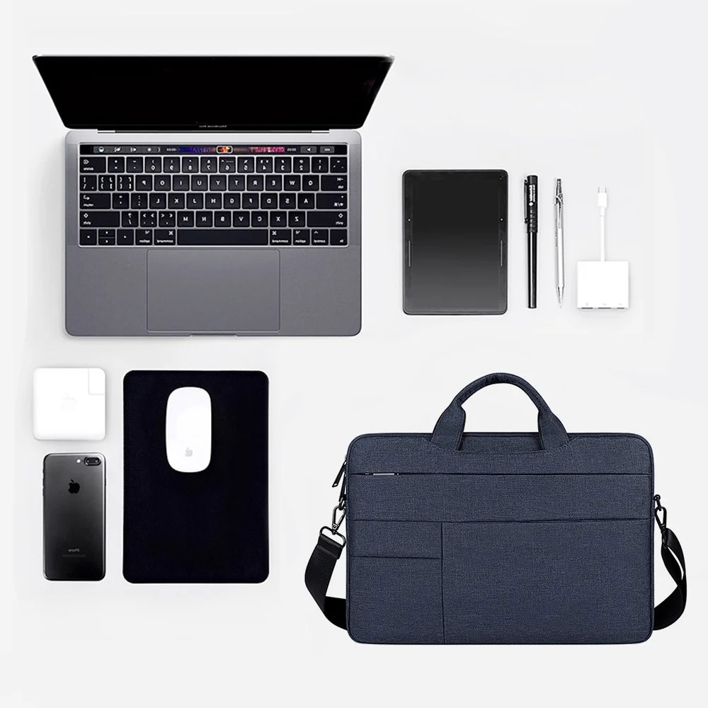 Geanta laptop YANYXR 15.6 inch, usoara, impermeabila, buzunare multiple, negru, 39x1.8x28cm