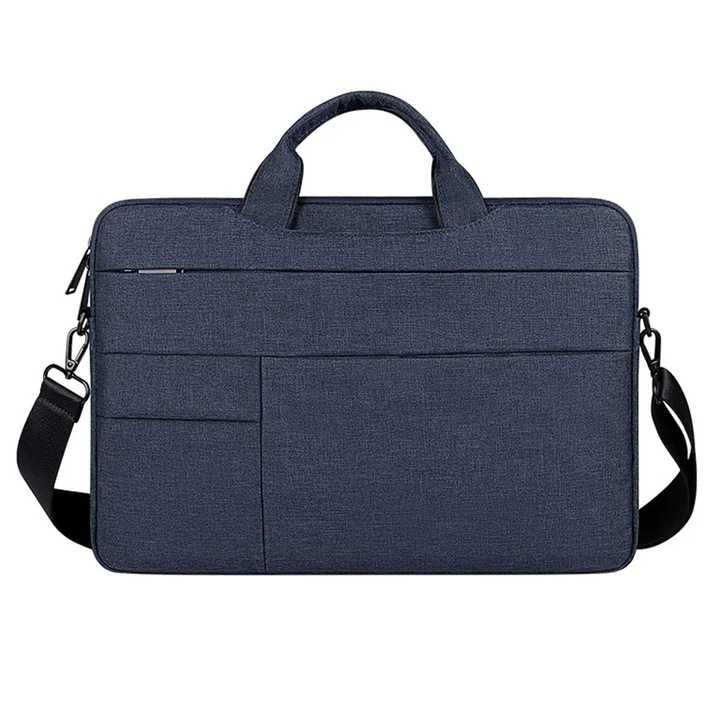 Geanta laptop YANYXR 15.6 inch, usoara, impermeabila, buzunare multiple, negru, 39x1.8x28cm