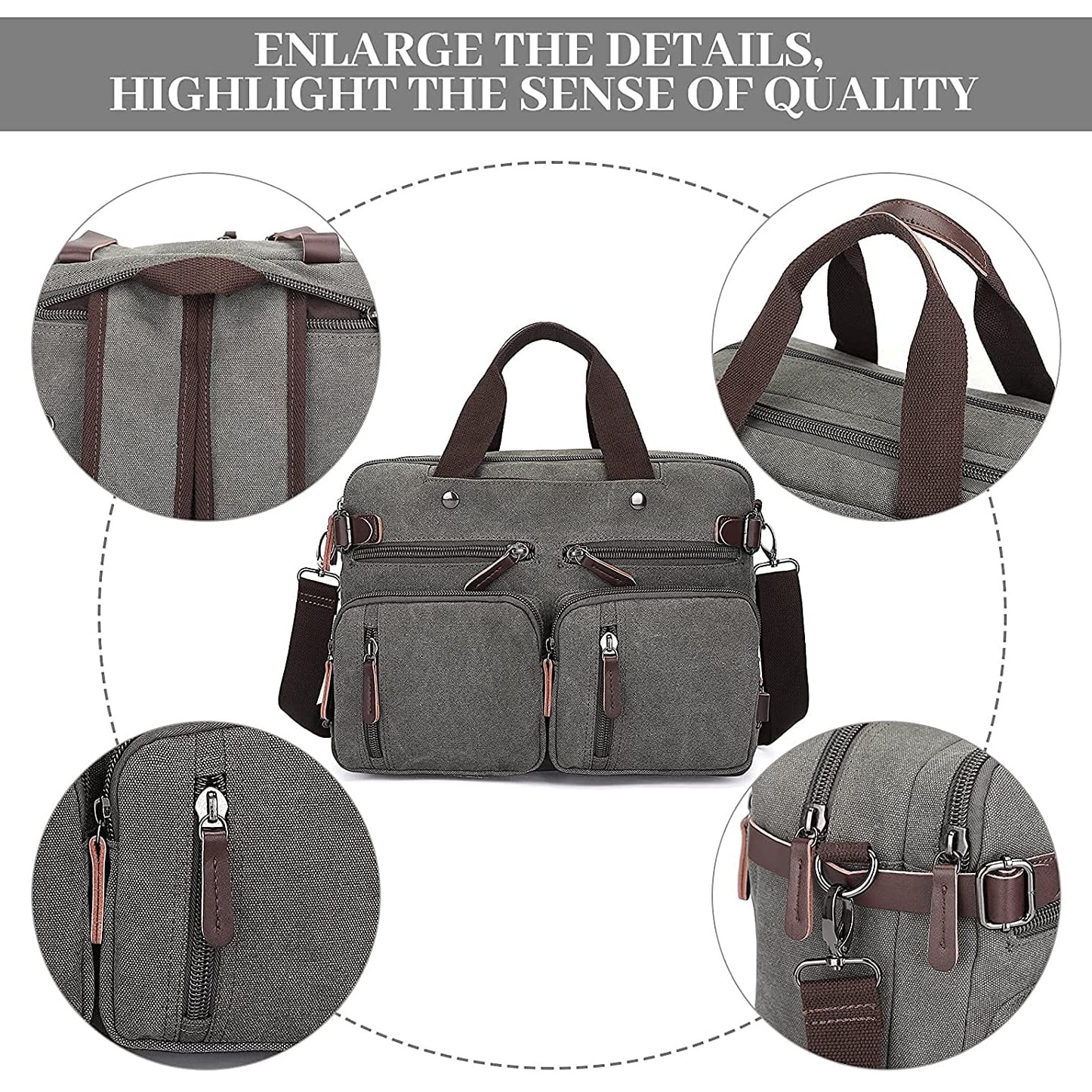 Geanta laptop YANYXR 44x32x13cm multifunctionala canvas negru