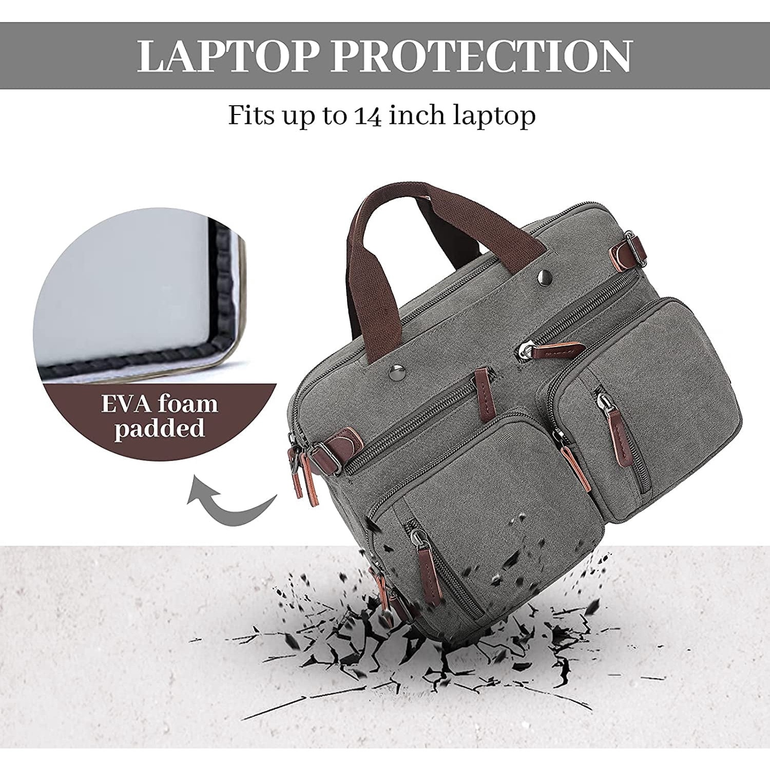 Geanta laptop YANYXR 44x32x13cm multifunctionala canvas negru