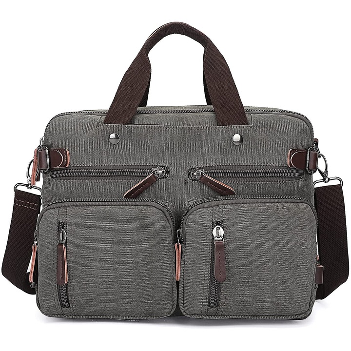 Geanta laptop YANYXR 44x32x13cm multifunctionala canvas negru