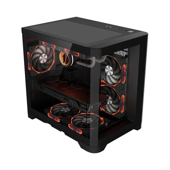 Гейминг система LuxuryCube PROLIGHT® Intel® Core™ i5-12400 до 4.4GHz, 32GB DDR4, SSD 1TB NVMe, Видео NVIDIA® GeForce RTX™ 5060 8GB, Wi-Fi, Течно охлаждане, Windows 11 Pro, Черна