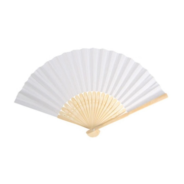 Set 12 evantaie pliabile, bambus si hartie, alb, 37.5x21x1cm