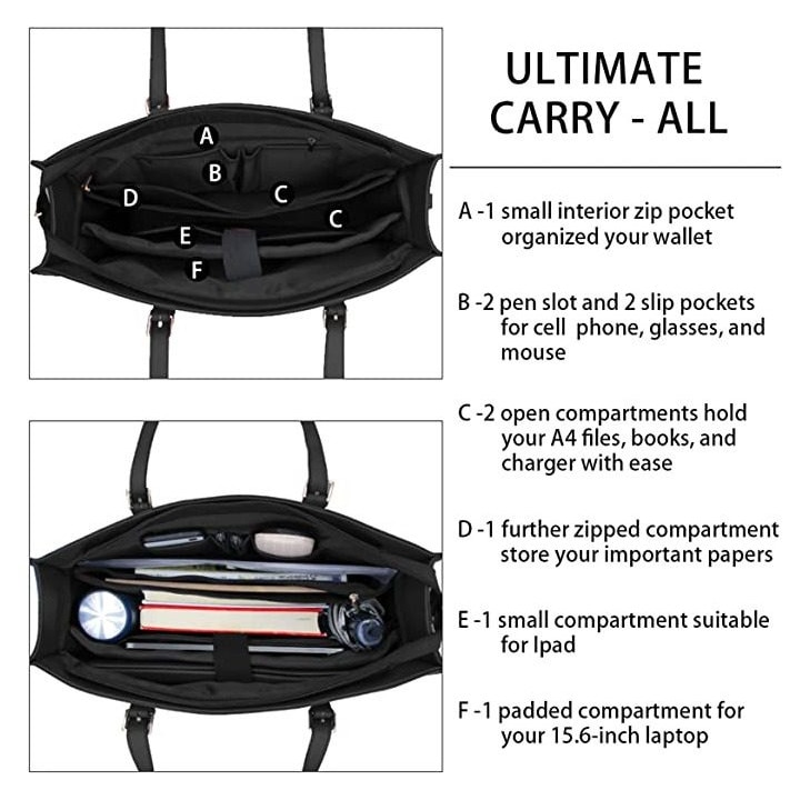 Geanta pentru laptop din piele PU, impermeabila, compartiment captusit pentru laptop 15.6 inch, curea de umar reglabila detasabila, K0312-0711-TD17877, negru, 43 x 14 x 31 cm