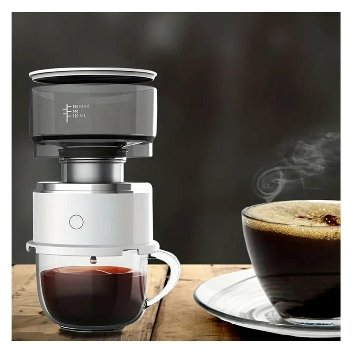 Cafetiera portabila mini picurare automata manuala, neagra