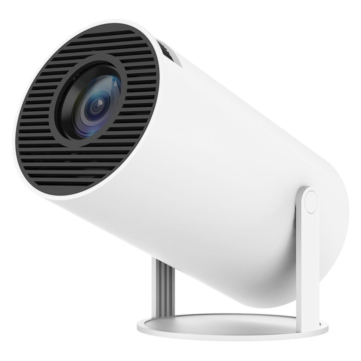 Преносим проектор HY300 Smart Android 11.0, 1280×720 (HD), 120 ANSI лумена, Wi‑Fi 2.4G/5G, Bluetooth 4.1, 1GB RAM 8GB ROM, автоматична корекция на трапецовидното изкривяване, екран 40–130 инча, бял, K0323-0717-emag-4163