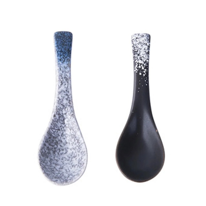 Set 2 linguri ceramice multicolor 13.5x4cm pentru supa