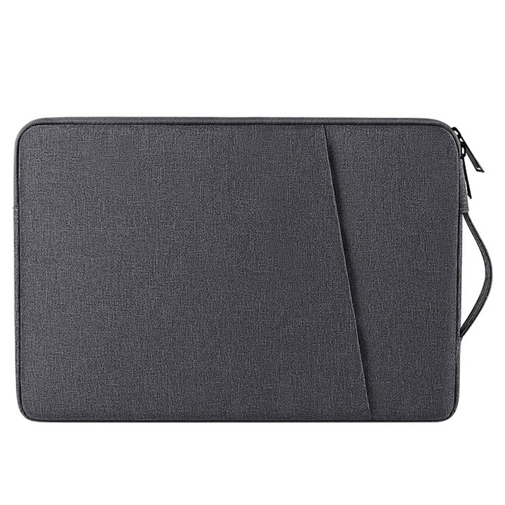Husa pentru laptop YANYXR BCS3230707, compatibil 13,3 inch, poliester rezistent la apa si anti-soc cu captuseala catifelata, gri inchis, 34.5 x 24.5 x 2.5 cm