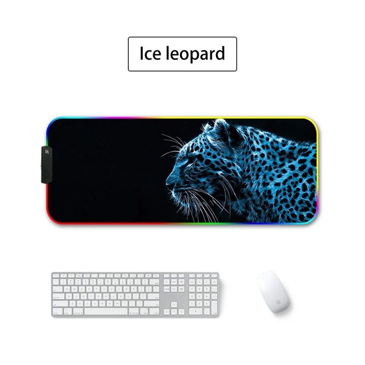 Mousepad YANYXR RGB gaming, iluminare LED 12 moduri, albastru, 80x30x0.3cm
