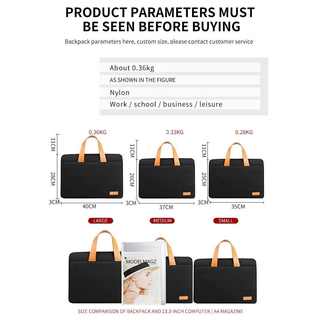 Yanyxr, geanta laptop din textil cu manere din piele ecologica, protectie anti-soc si curea umar detasabila BCS3230635, negru, 13-16.1 inch
