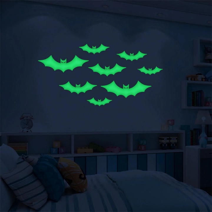 YANYXR világító Halloween matricaszett, 10 lap, különböző minták, foszforeszkáló zöld, 20x30cm
