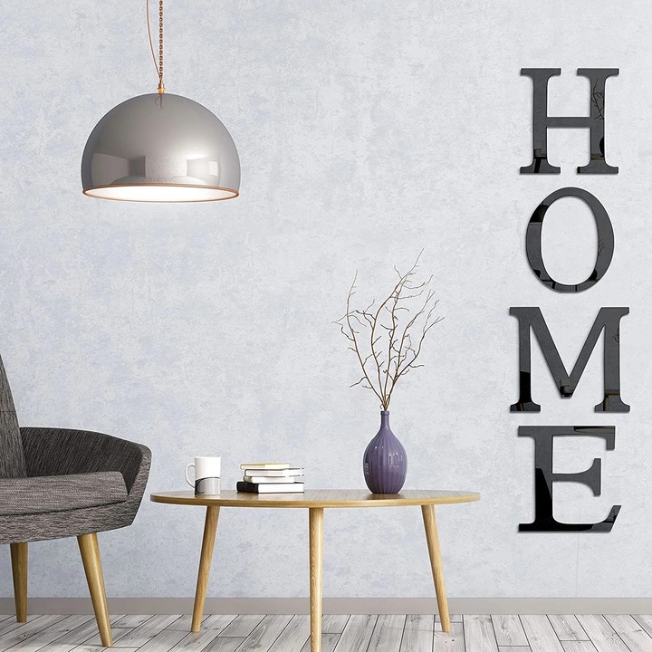YANYXR HOME akril tükör fali matrica szett, 4 db, ezüst, 46x10cm