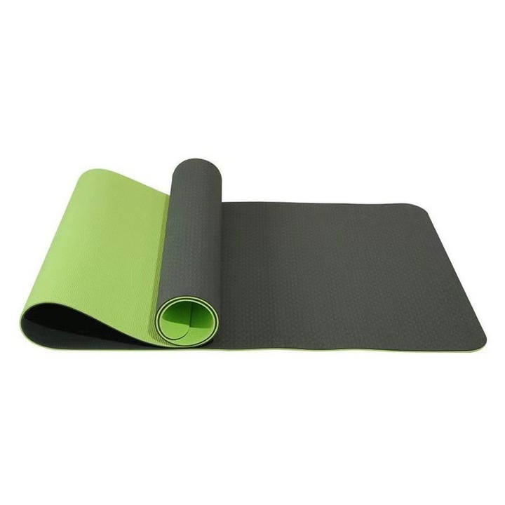 Saltea yoga TPE 183x61x0.6cm antiderapanta verde inchis