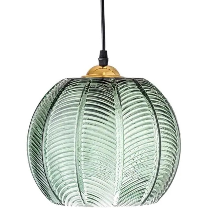 Lustra moderna metal si sticla verde 15x20cm reglabil 100cm E27