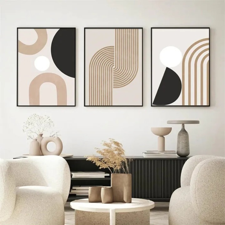 Tablouri canvas abstract minimalist set 3 piese multicolor 50x70cm