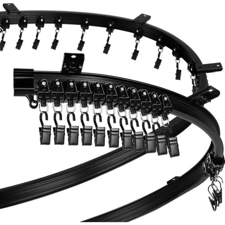 Sina perdea flexibila 5m, suport pliabil, accesorii incluse, alb