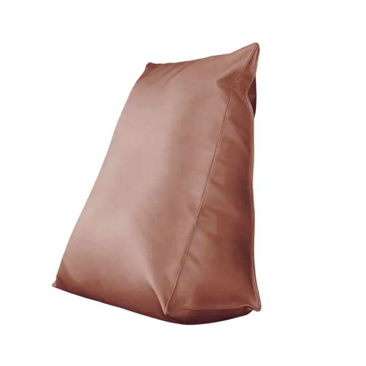 Perna triunghiulara pentru spate, 50x50x20cm, poliester, bej, cu buzunar lateral