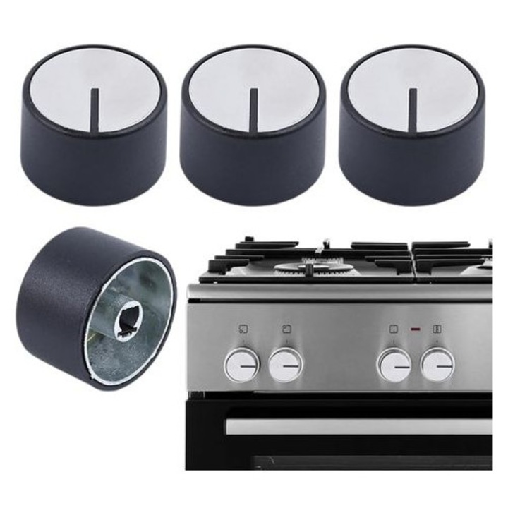 Set 4 butoane universale aragaz gaz negre 6mm