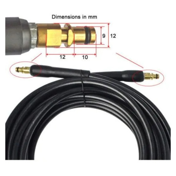 Furtun prelungitor presiune inalta, rezistent, 160 bar, 60°C, 10m
