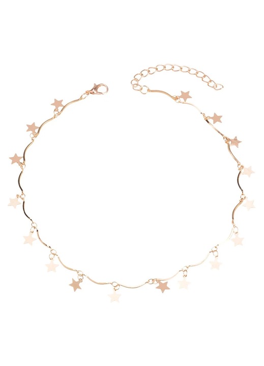 Colier choker YANYXR boho auriu cu stea si ciucuri, marime unica