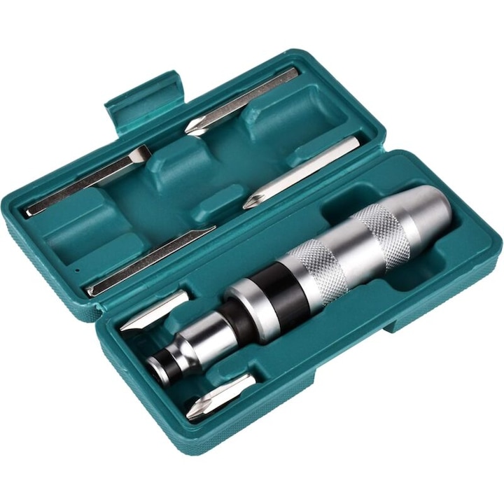 Set 7 piese surubelnite cu impact, 165 mm, crom-vanadiu, argintiu-negru, 35x70 mm
