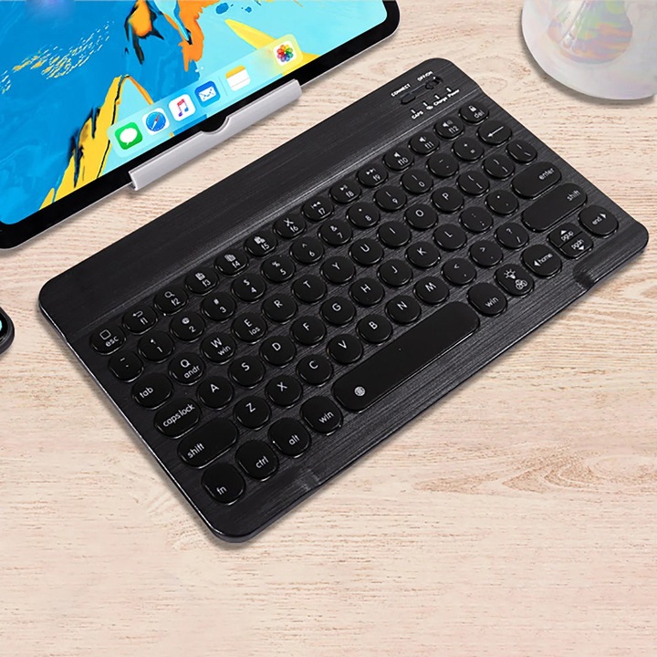 Tastatura wireless YANYXR Bluetooth 5.0 iluminare 7 culori negru 25x15cm